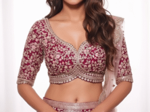 enchanting plum embroidered lehenga set