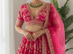 radiant raspberry embroidered lehenga set