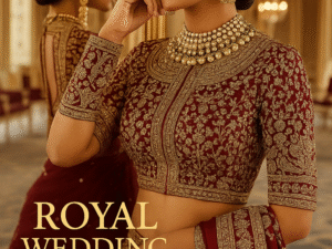 royal bridal designer blouse (maroon & gold handwork)